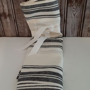Williams Sonoma 100% Linen French Stripe Table Runner